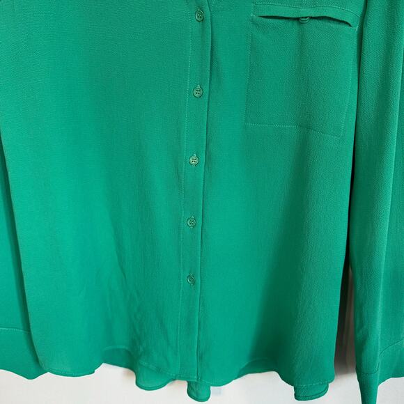 NWT Kelly Green Blouse Button Down Office Business Casual Work Career Holiday - Picture 4 of 11
